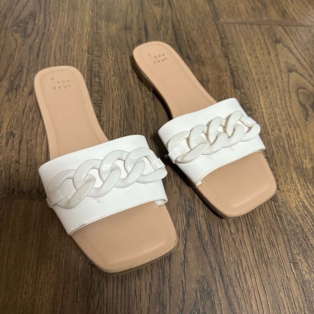 A New Day Women's White Slide Sandals - Size 8.5